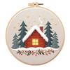 1set Christmas Embroidery Kit, Christmas Cottage Embroidery Material Kit, Suitable for Beginners DIY Embroidery, Handmade Fabric Material Kit