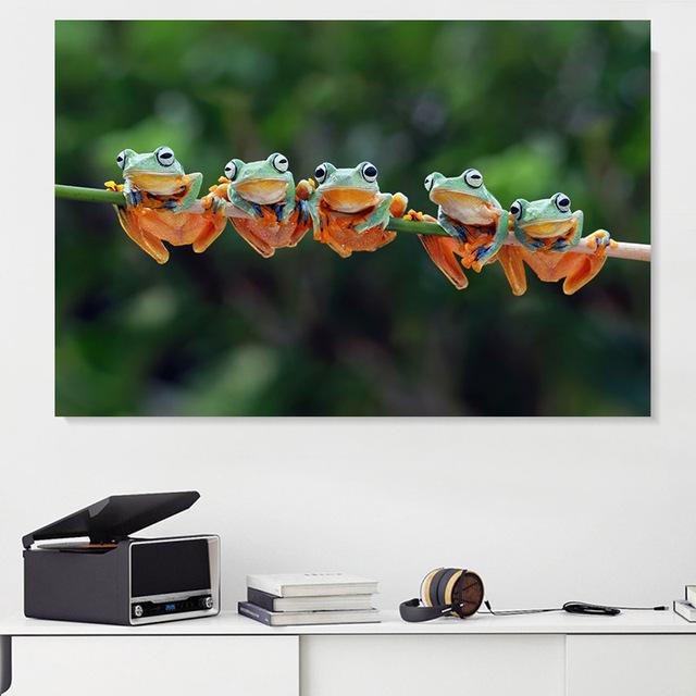 Pictură pe pânză cu animale Broasca de copac care râde Postere și imprimeuri Poze de artă de perete peisaj pentru camera de zi Decor fără cadru