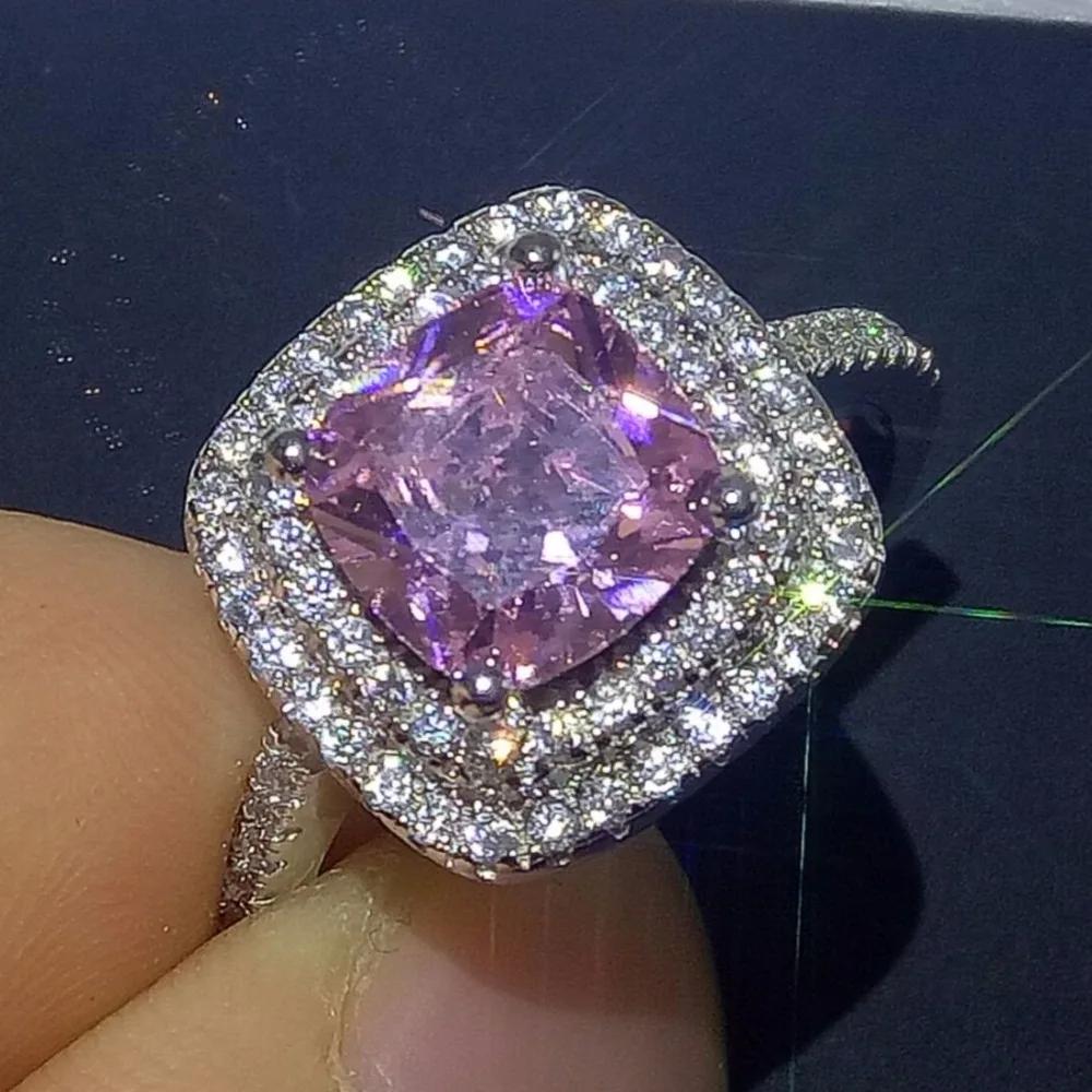 

Victoria Pave Ring for Women Luxury Jewelry Hot 925 Sterling Silver Filled Cushion Laboratory Moissanite Lady Wedding Band Ring 5