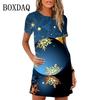 Fashion Christmas Snowman Digital Printed Women's Clothing Kawai Sweet Cartoon Short Sleeve New Summer Casual Dress