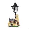 Outdoor Dog Statue with Solar Lantern | Resin, Welcome Planter Light, for Patio