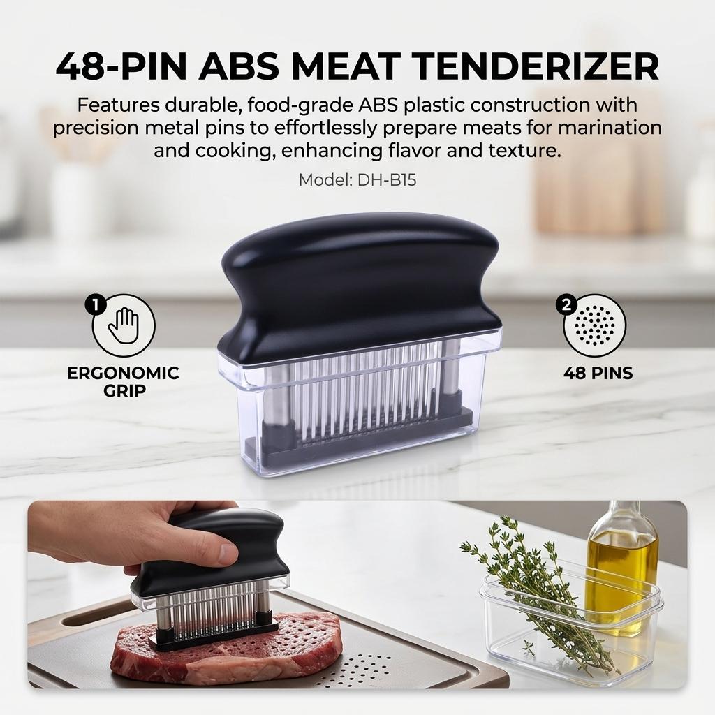 48-pin Meat Tenderizer Stainless Steel Steak Tenderizer Kitchen Tools BBQ Beef Floss Needles Meat Stick Meat Patty Maker