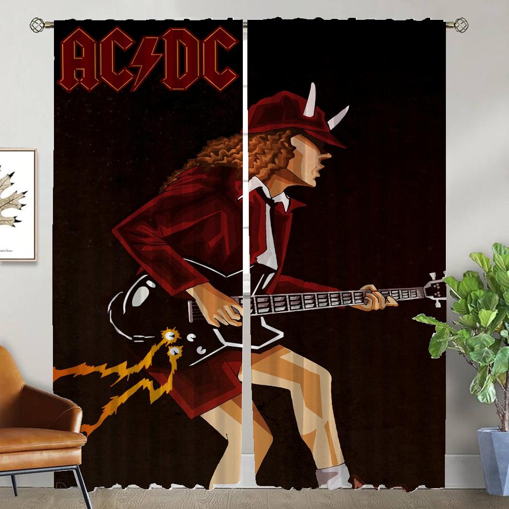 Blackout Curtains for Camera Rock-ACDC Window Curtain for Room 2 Panel Shades Halloween Decoration Partition Living Kitchen Home