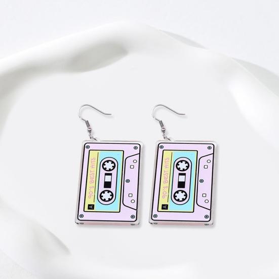 Orecchini Pendenti A Forma Di Cassetta Anni '80 – Gioielli Acrilici Retrò Per Donna, Stile Punk E Vintag, 4.5x3cm