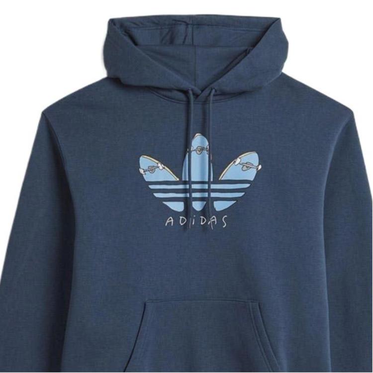 adidas Solid Color Brand Logo Hooded Long Sleeve Sweatshirt Unisex Sweatshirt Blue GL9973