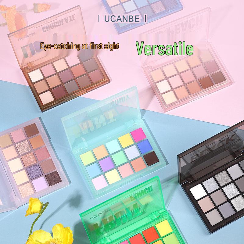 UCANBE 15-Color Eyeshadow Palette: Shimmer & Matte for Student Cosplay, Trendy Dopamine, Low Saturation Hues.