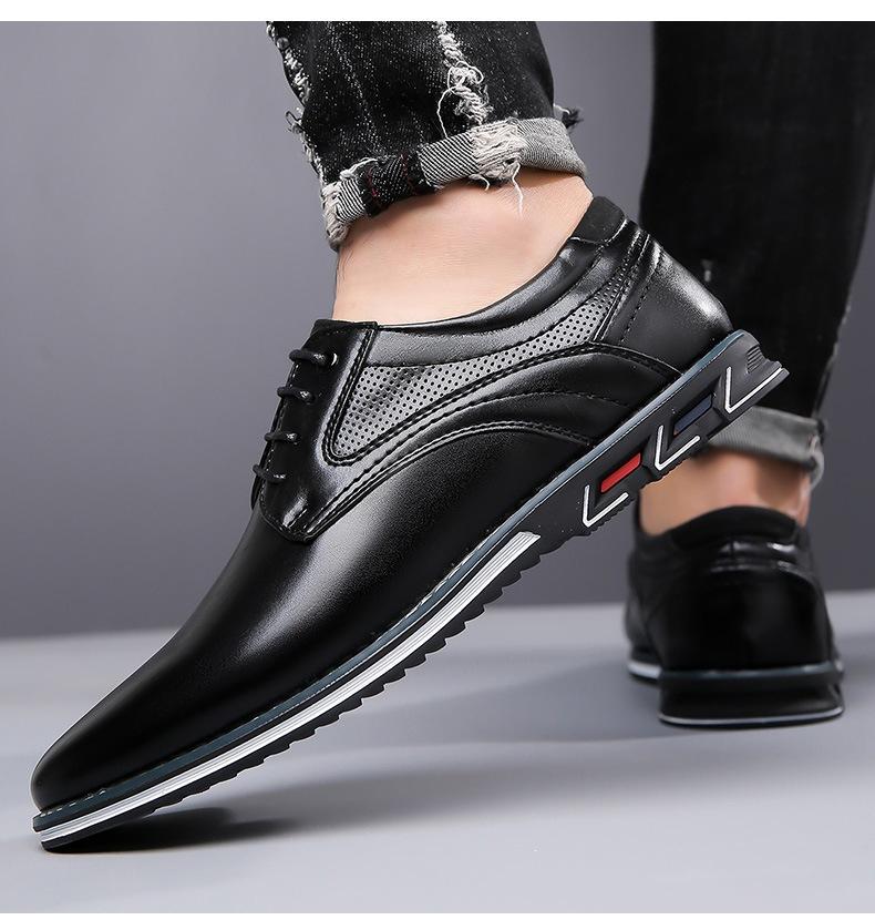 New Men'S Casual Business Leather Shoes Men Fashion Lace-Up Derby Shoe Mens Light Comfortable Outdoor Driving Flats