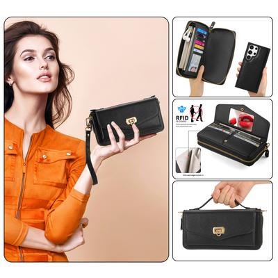 001 Litchi Pattern Galaxy S24-S24+ S24 Ultra Galaxy S25-S25+ S25 Ultra Multifunctional Mobile Phone Case Wallet with Mirror