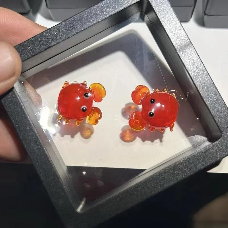 Creative Mini Pocket Goldfish Colored Glaze Transparent Lucky Bag Glass Figurines Handmade Home Decoration Accessories 2025 New