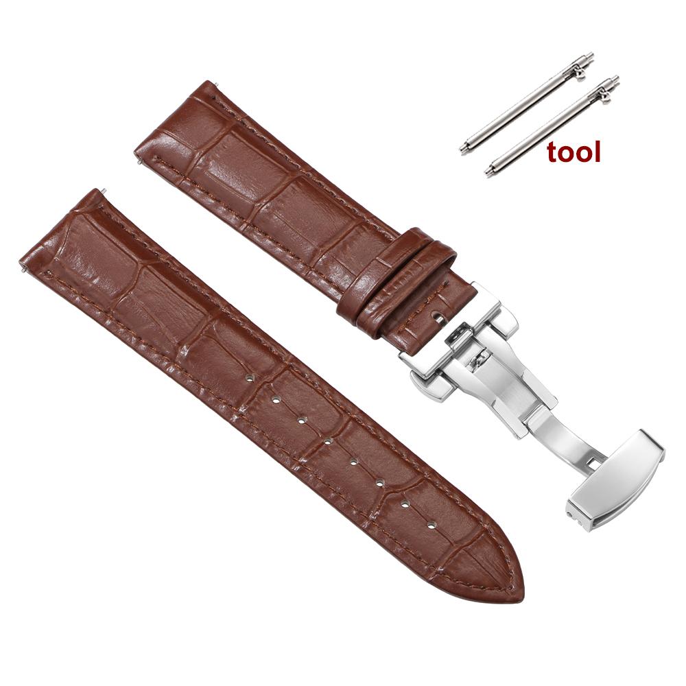 16mm 18mm 20mm 22mm Soft Cowhide Watchbands with Butterfly Clasp Strap Men Women Quick Release Replacement Wrist Belt Watch Band