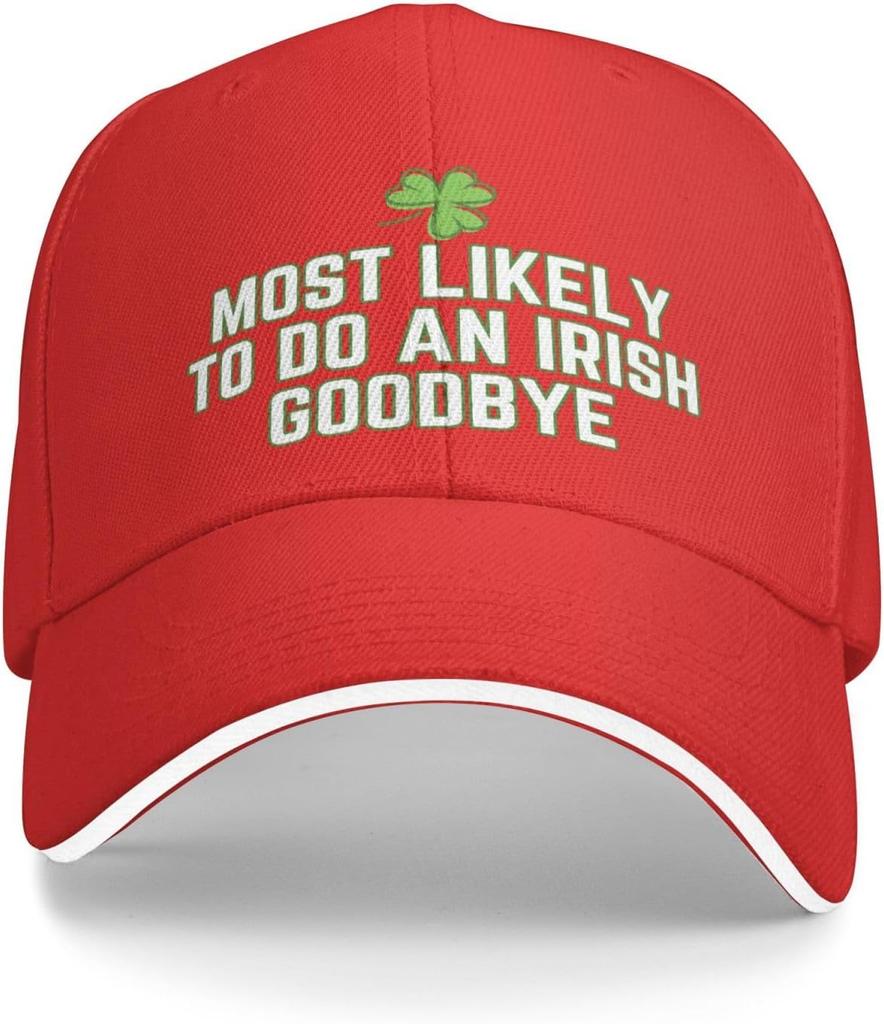 Most Likely To Do An Irish Goodbye Baseball Cap Funny St Patricks Day Polyester Adjustable Cap