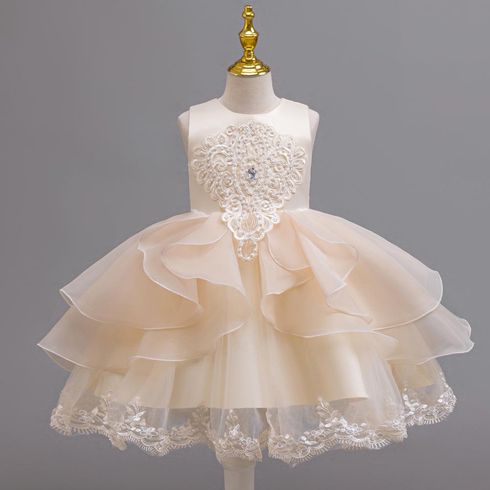 

Рождественское День Рождения Цветочная Девочка Принцесса Платье – Без Рукавов & Пышное Детское Свадебное Наряд 150cm шампанского