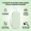 Sunglasses Pouch Magnetic Soft Portable Silicone Makeup Brush Pouch with Detachable Strap Green