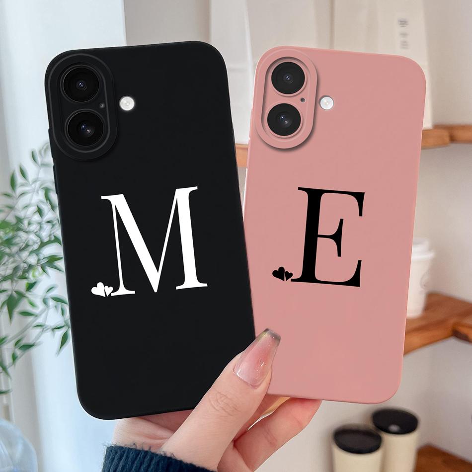 Simple Case For iPhone 17 Pro Max / iPhone Air Heart Letters Phone Cover For iPhone17 Camera Protection Anti Drop Soft Funda