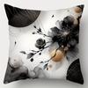 Black, White And Gold Luxurious Floral Pillowcase For Living Room Sofa Zippered Decorative Pillowcase Pillow Core Not Included