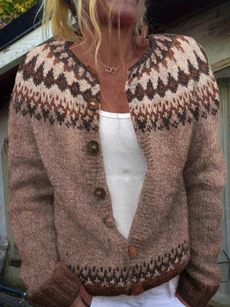 Damen Strickjacke Colorblock Locker Modisch Gestrickter Pullover Luxuriös Entspannte Passform Schlankmachendes und Vielseitiges Oberteil