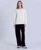 BASIC HOUSE Women'S 40-Count Relaxed Fit Crew Neck Long Sleeve T-Shirt Ivory Lats0207