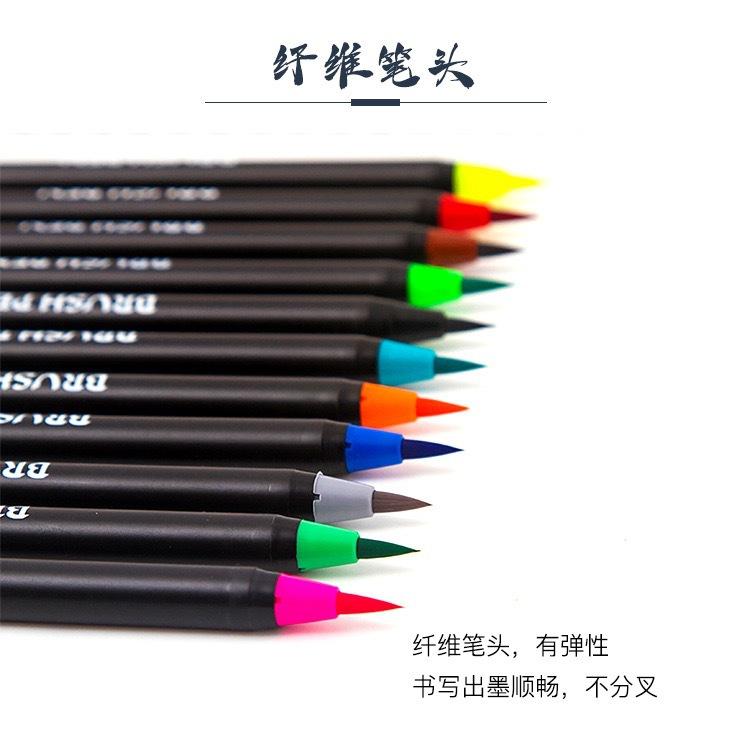 24 Colors Watercolor Brush Pens Set - Includes Water Brush & Fineliner Pen for Calligraphy