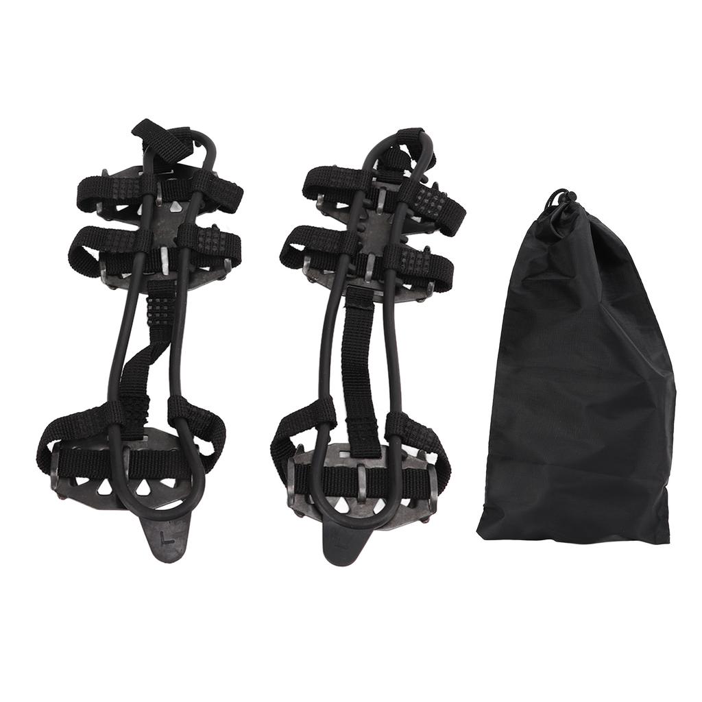 1 Pair 24 Teeth Climbing Crampons Stainless Steel Antiskid Outdoor Snow Ice Shoe CoversBlack L