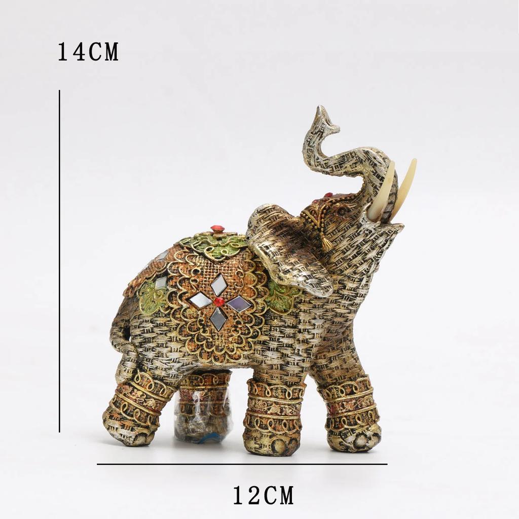 1pc, Exotic Embellished Elephant Figurines, Resin Craft, Decorative Statues For Living Room And Bedroom Home Decor