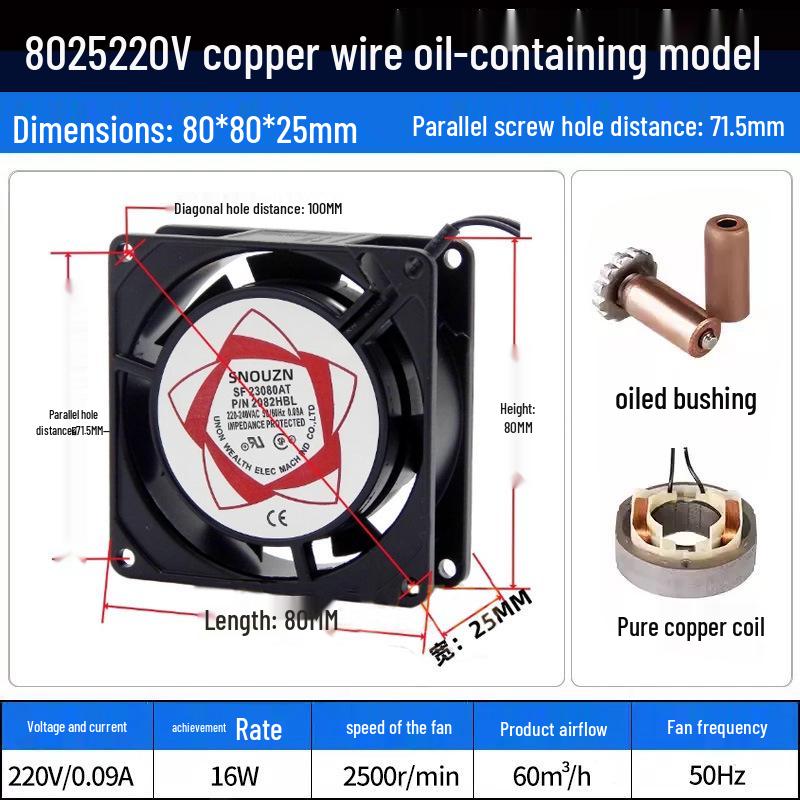 Бесшумный промышленный осевой вентилятор: 220В, 24В, 380В Охлаждение и вентиляция для распределительных шкафов