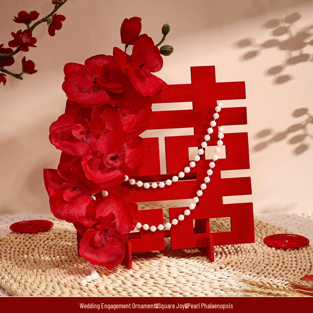 Three-Dimensional Double Happiness Wedding Floral Art Decoration Set for Rooms and Tables
