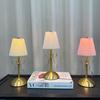 LED Desk Lamp Fabric Shade Rechargeable Atmosphere Night Light Warm Creative Luxury Decoration Bow Room Decor Desktop Ornament
