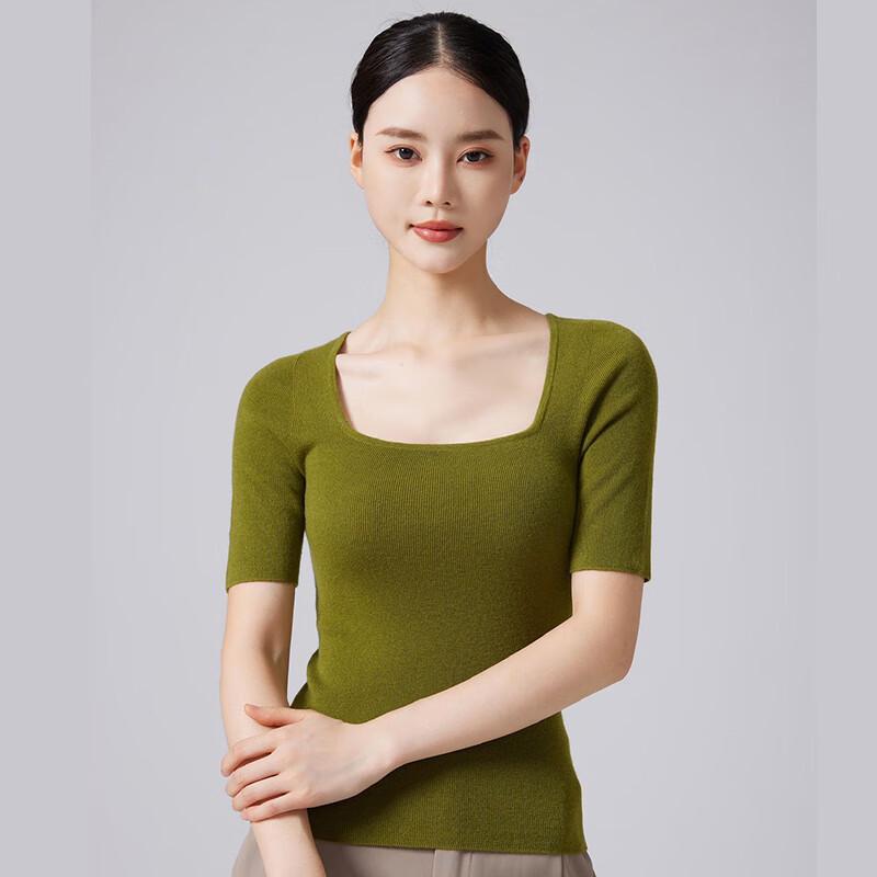 Women's 100% Wool U-Neck Slim Fit Pullover Sweater