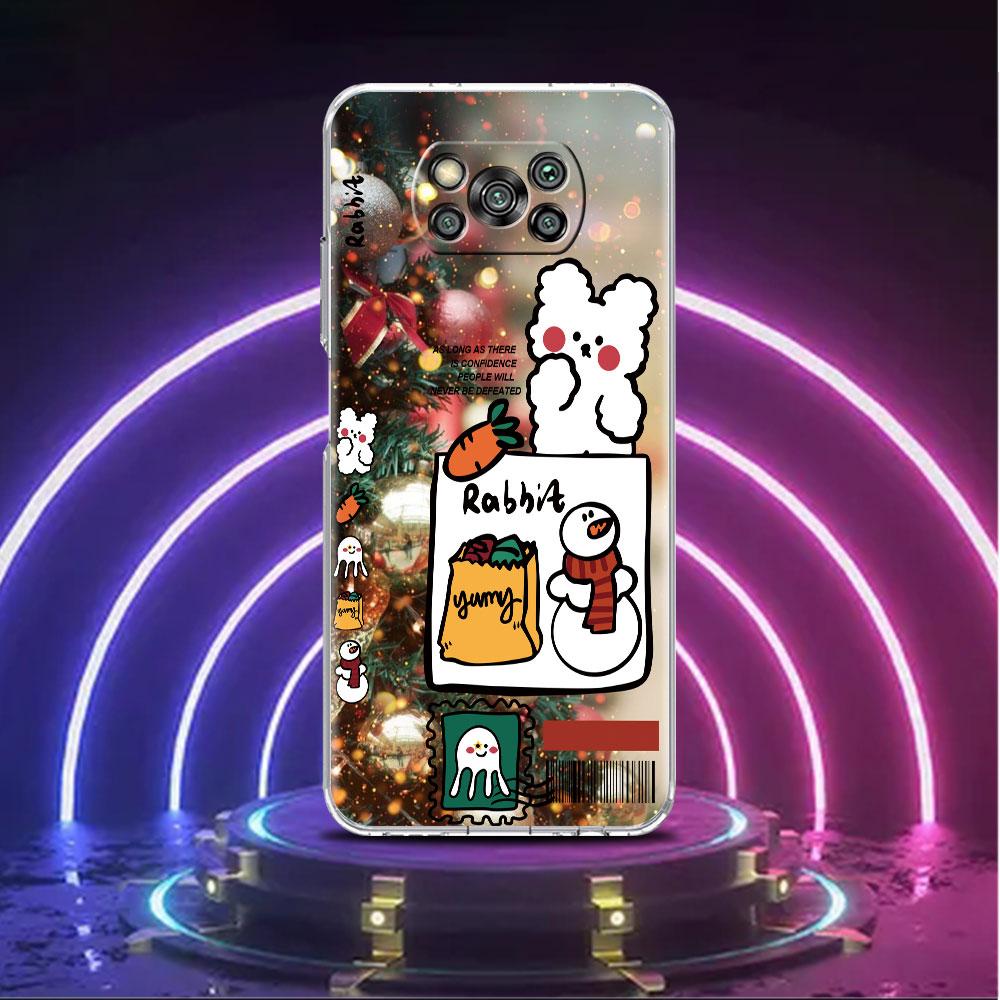 Clear Soft Case For Xiaomi Mi Poco X3 NFC M3 F3 12 11 Lite 11T 10T X3 Pro Note 10 9T Phone Funda Cover Christmas Cute Sled Elk