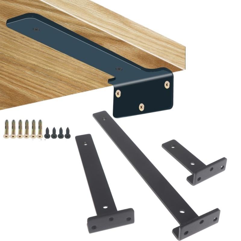 1 Ensemble Supports d'Étagère Robustes en Forme de L pour Cloison Support Métallique Industriel Support Mural Étagère Fixe Avec Vis