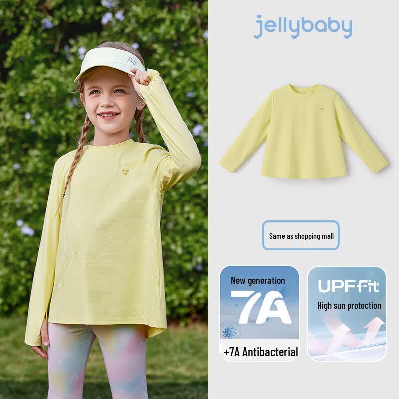JELLYBABY Girls' Heart Print Sun Protective Long Sleeve T-Shirt