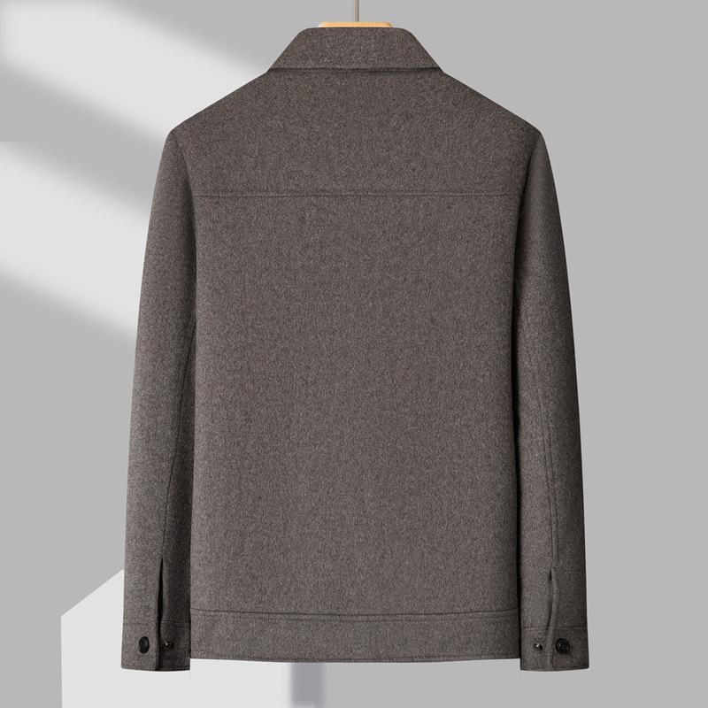 Men's Light Luxury Double-Sided Wool Coat - Short Lapel Autumn/Winter Jacket for Business Casual Wear