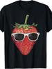 Funny Cool Strawberry Wearing Sunglasses Graphic, Men's T-Shirt, Summer Casual Streetwear