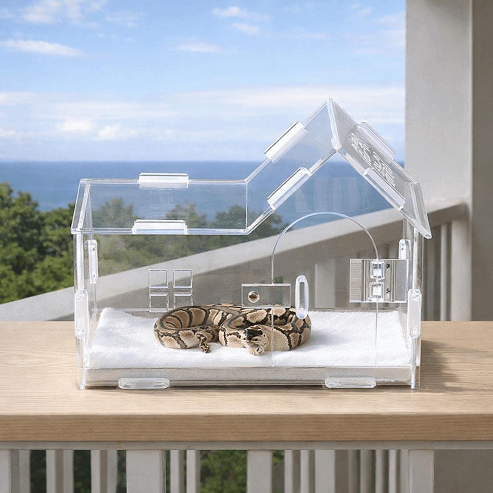 Acrylic Reptile Feeding Box Magnetic Anti-escape Pet Breeding Container Detachable Transparent Lizard Enclosure