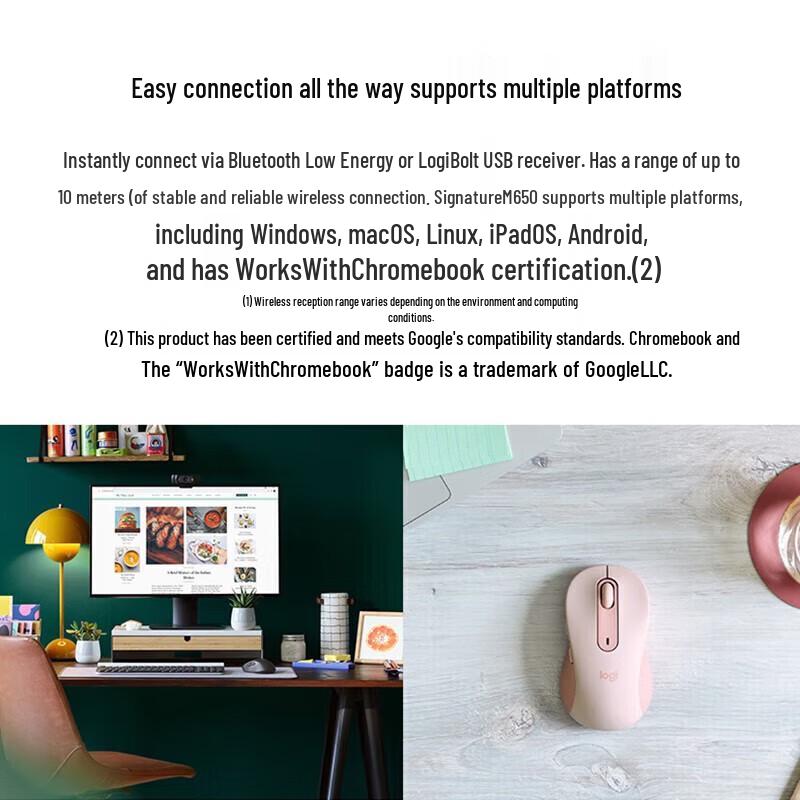 Logitech Signature M650 Dual-Mode Wireless Mouse with Logi Bolt Receiver