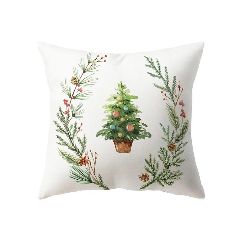 Merry Christmas Santa Claus Decorative Printed Pattern Cushion Cover Home Living Room Sofa Pillow