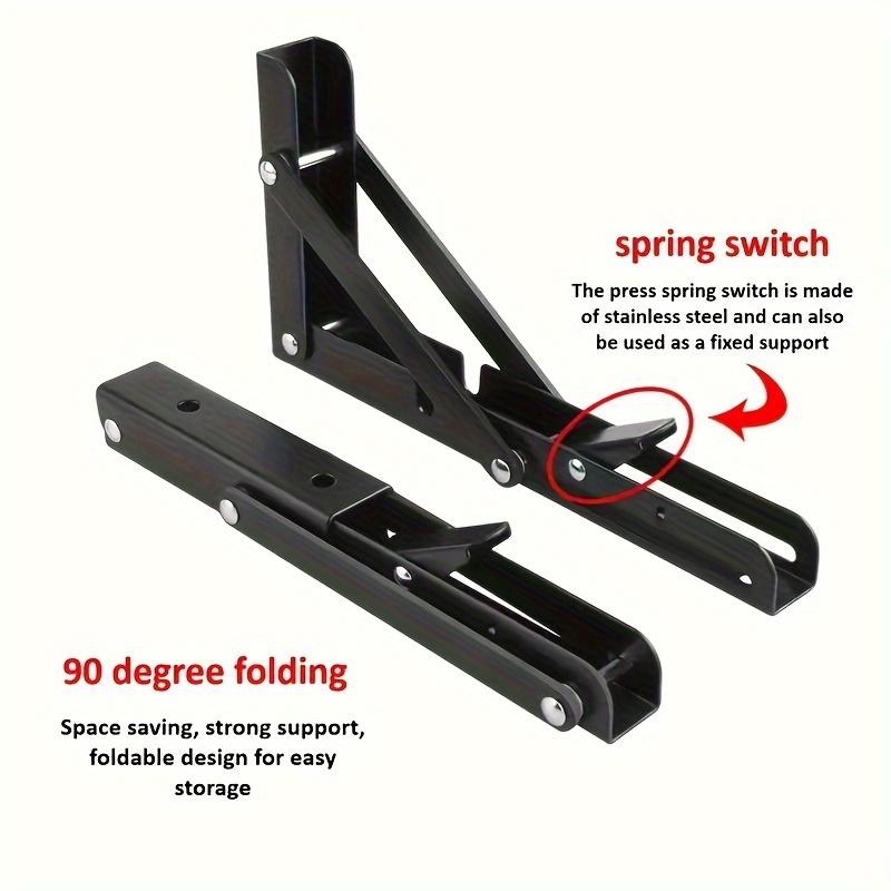 2 Pack Iron Folding Shelf Brackets Heavy-Duty Wall Mounted Support Hinges with Triangular Design Triangle Support Brackets Collapsible Shelves Bracket