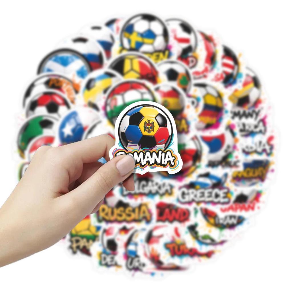 50 Sheets World Cup National Flag Cartoon Stickers: Creative, Cultural Decorations for Stationery, Planners, Notebooks