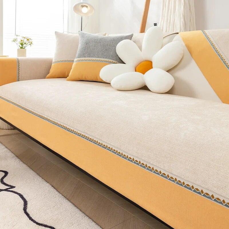 Funda de Algodón para Sofá de Sala de Estar Protección Antiarañazos de Mascotas Funda para Sofá Funda de Cojín para Sofá de Lino Cojín Universal Antideslizante para Sofá