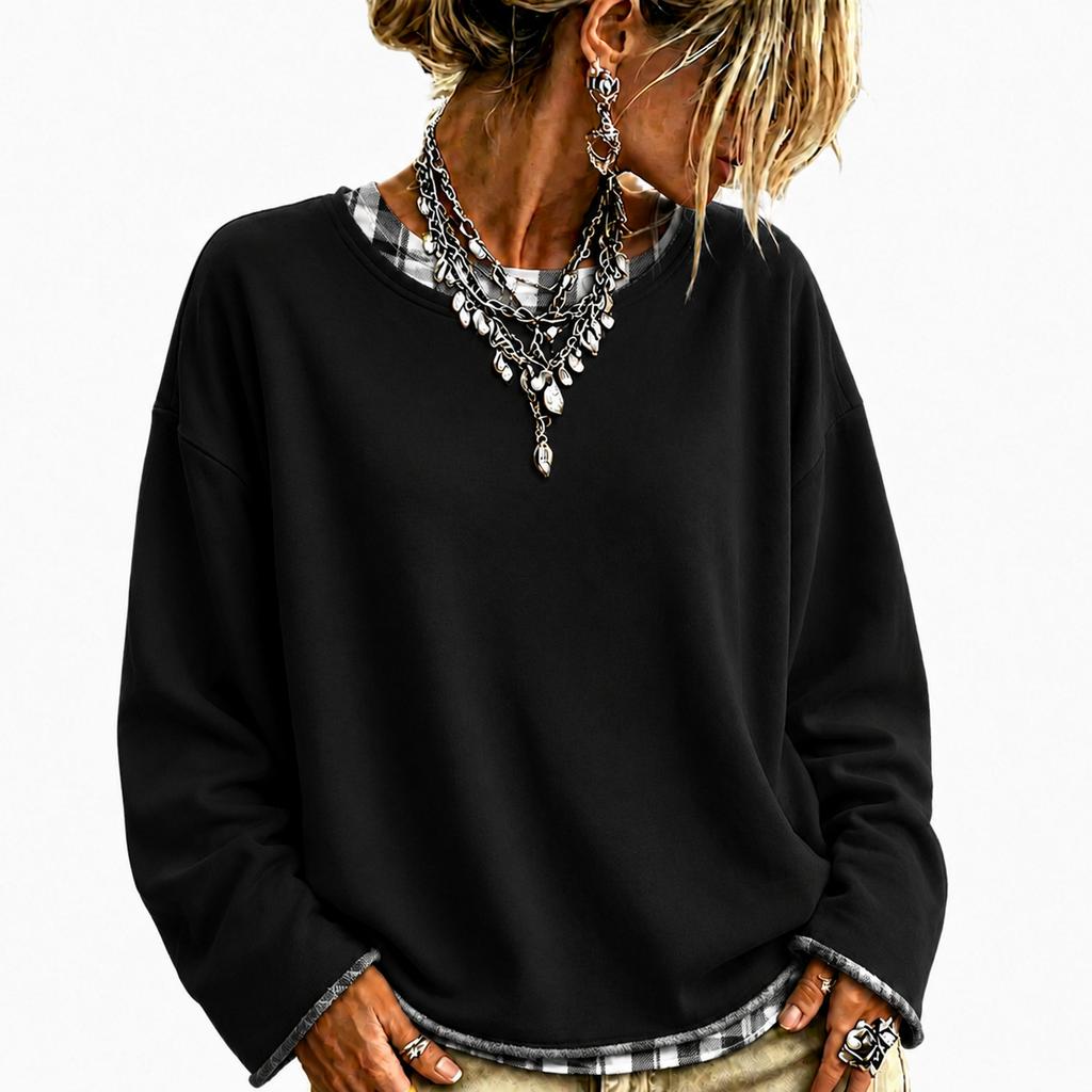 Damenmode Lässiges lockeres Langarm-Sweatshirt Pullover für den Alltag