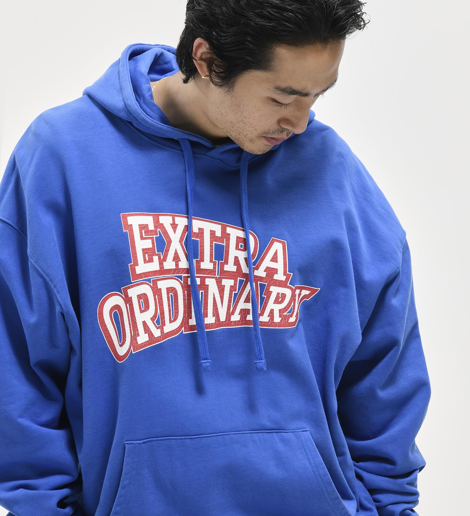 Extraordinary Ex Arch Logo Print Hoodie Blue L