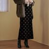 Velvet Dot H Line Slit Long Skirt Ze01qs005na