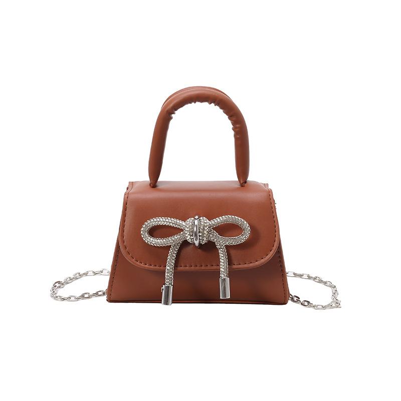 Mini Exquisite Solid Color Bow Handbag 2025 Summer Popular Versatile Small Chain Shoulder Messenger Bag Women