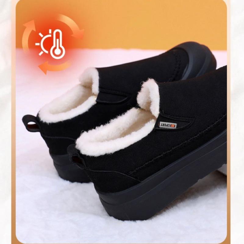 Mens Large Size Soft Sole Winter Warm Fur One Foot Snow Boots Padded Lined Ankle Boots Anti-slip Hiking Casual Sports Cotton Boots