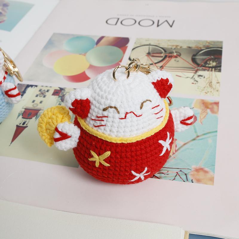 Handmaking Crochet Rabbit Doll Keychain For Gifts Cute Animal Doll Crochet Keychains Knitting Kitten Keyrings Custom
