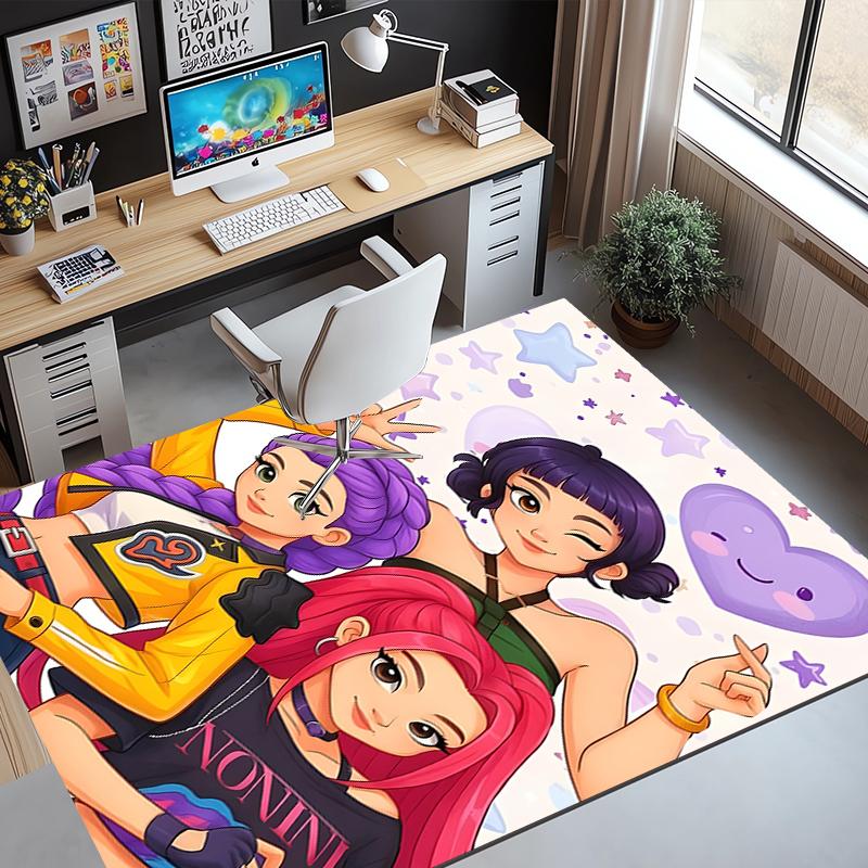 KPop Demon Hunters Patroon Vloerkleed, Binnen/Buiten Mat, voor Picknick, Speelkamer, Slaapkamer, Kantoor, Woonkamer, Huisdecoratie Tapijt, Verjaardagscadeau