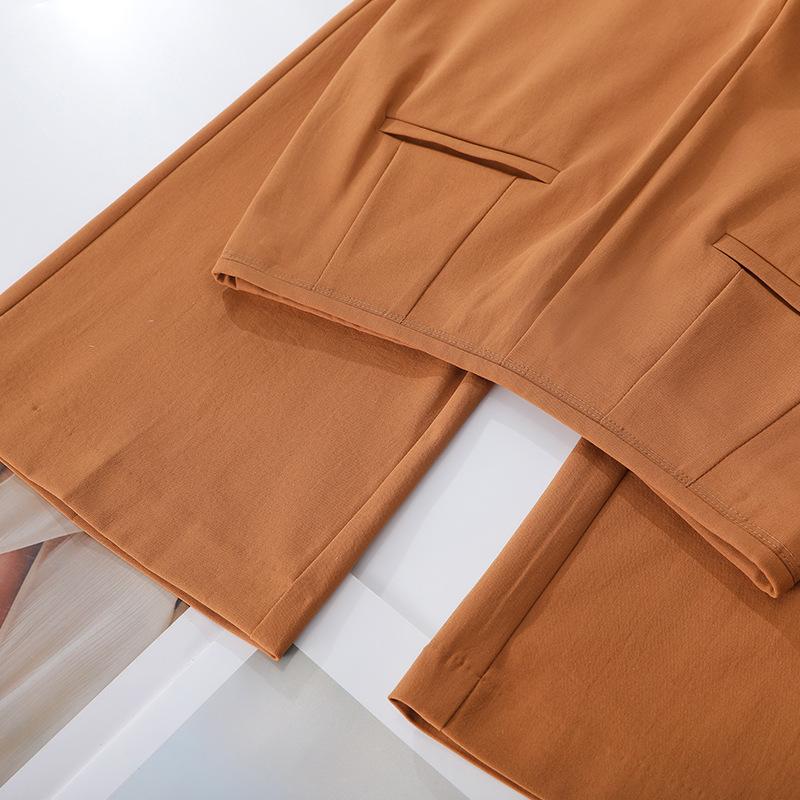 Spring 2025 Women's High-Waist Orange Flared Pants - Slimming, Drapey, Casual Wear