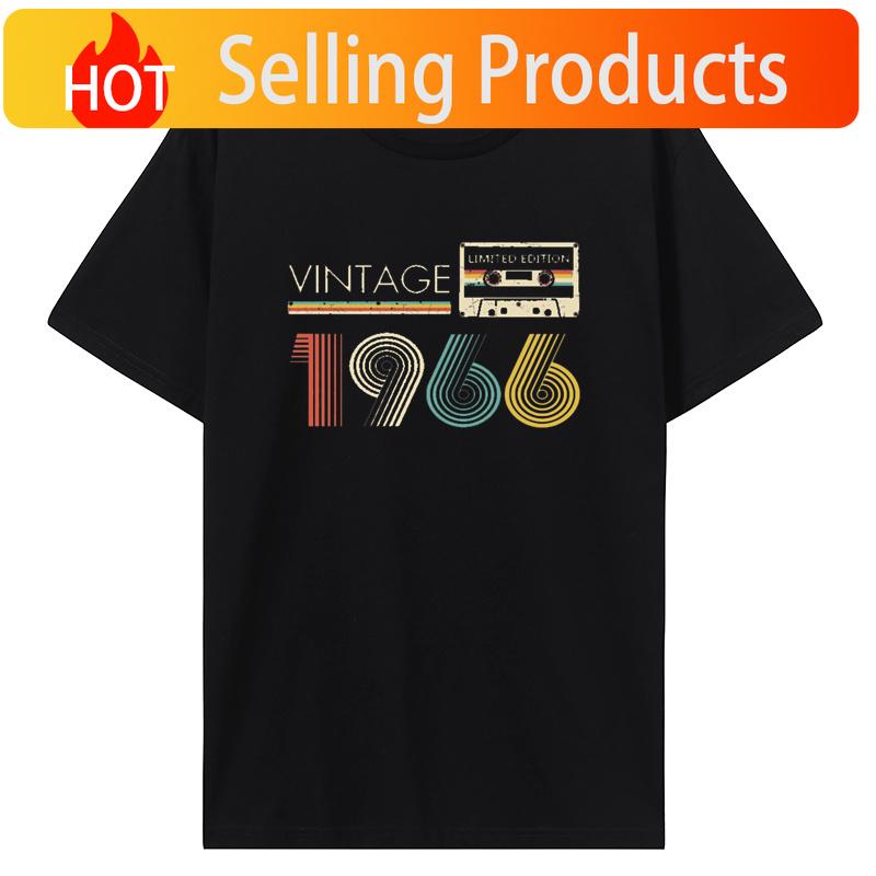 Lustiges Vintage 1966 Limited Edition Kassette T-Shirt Sommer Baumwoll-T-Shirts Streetwear Vatertags Geburtstagsgeschenke T-Shirt Unisex