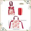 10er-Pack florale Kordelzug-Geschenktüten | Elegante Hochzeits- und Geburtstags-Gastgeschenktaschen | 17,5x13,5 Zoll Canvas-Teeparty-Tragetaschen