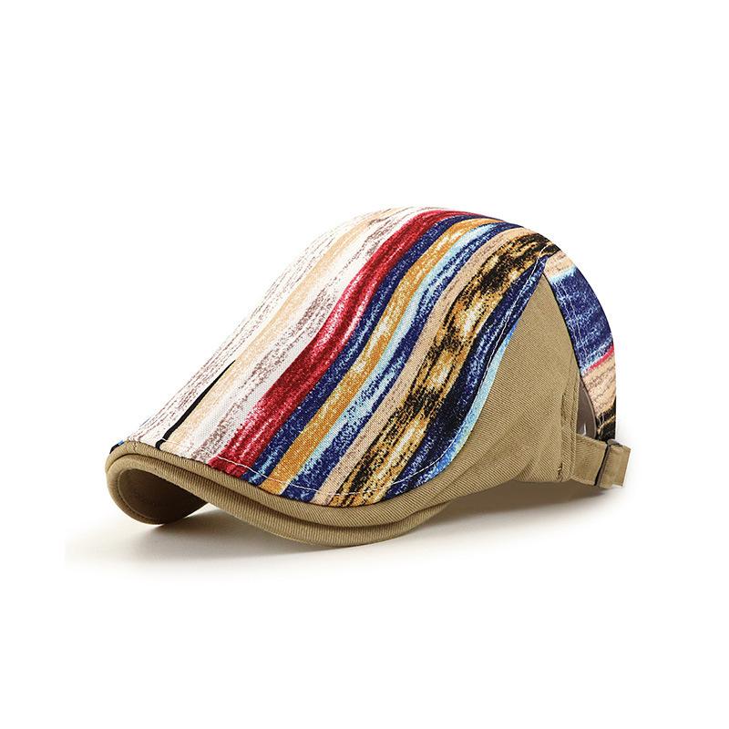 Men's All-season Striped Baseball Cap; Women's Printed Casual Cap; Single-layer Graffiti Beret; Forward-style Cap